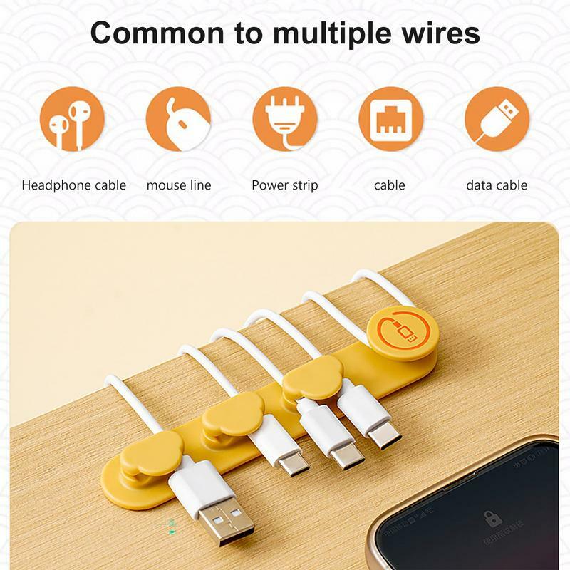 Soporte de Cable Flexible, organizador de cables, Clip de gestión para auriculares USB, Cable de red