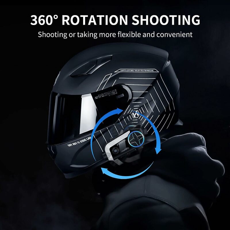 Fodsports FX30C Pro Bluetooth5.0 Helmet Intercom with Camera DVR Motorcycle Video Recorder Music Sharing 2 Riders 1000m FM Radio