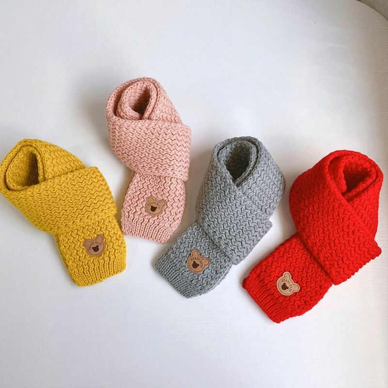 Bufanda de punto para niños, chal de punto de Color sólido de alta calidad, cubierta de cuello Linda para niños, Otoño e Invierno