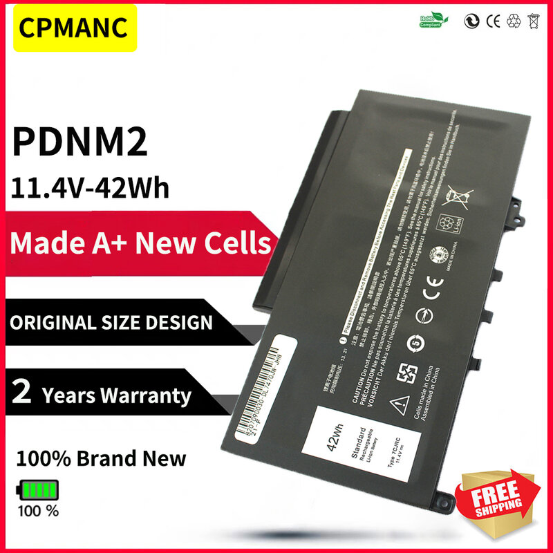 CPMANC 11.4V 42Wh Mới Laptop PDNM2 579TY F1KTM Dành Cho Dành Cho Laptop Dell PDNM2 579TY 0F1KTM Cho Vĩ Độ E7470 E7270