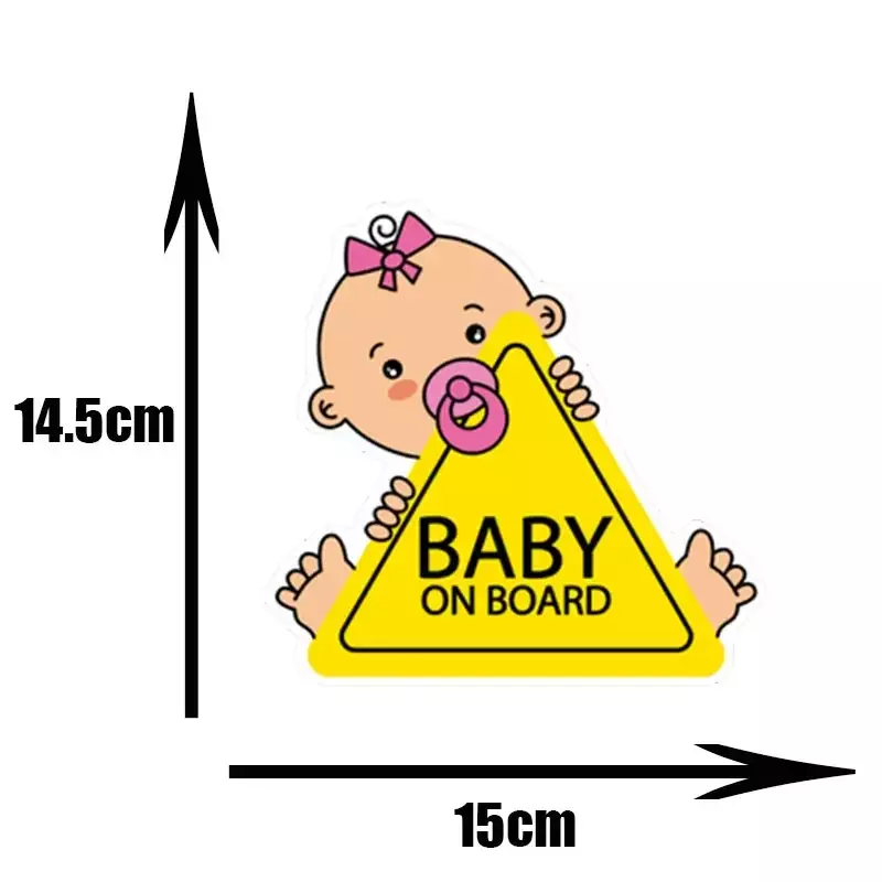 Etiquetas personalizadas do carro para o bebê, Desenhos animados carro janela adesivos, PVC decorativo, personalizado, 15cm