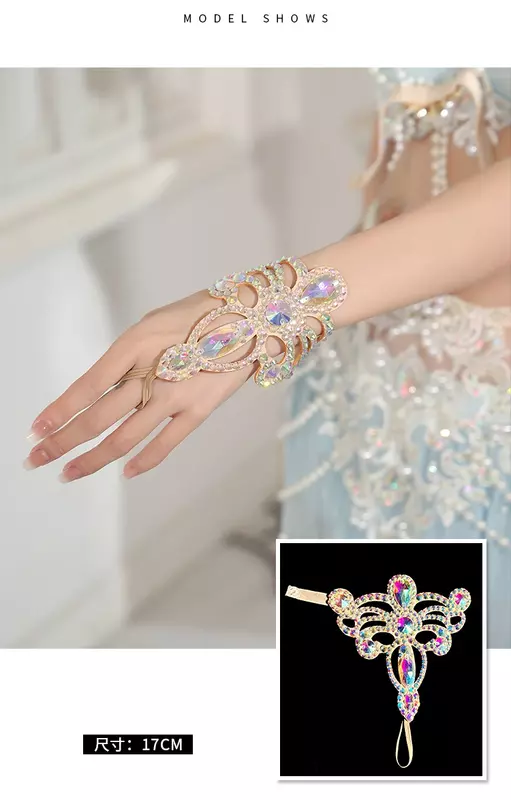 Belly Dance Oriental Dance New Performance Special Finger Button Super Flash Handmade Hot Diamond Bracelet with Accessories