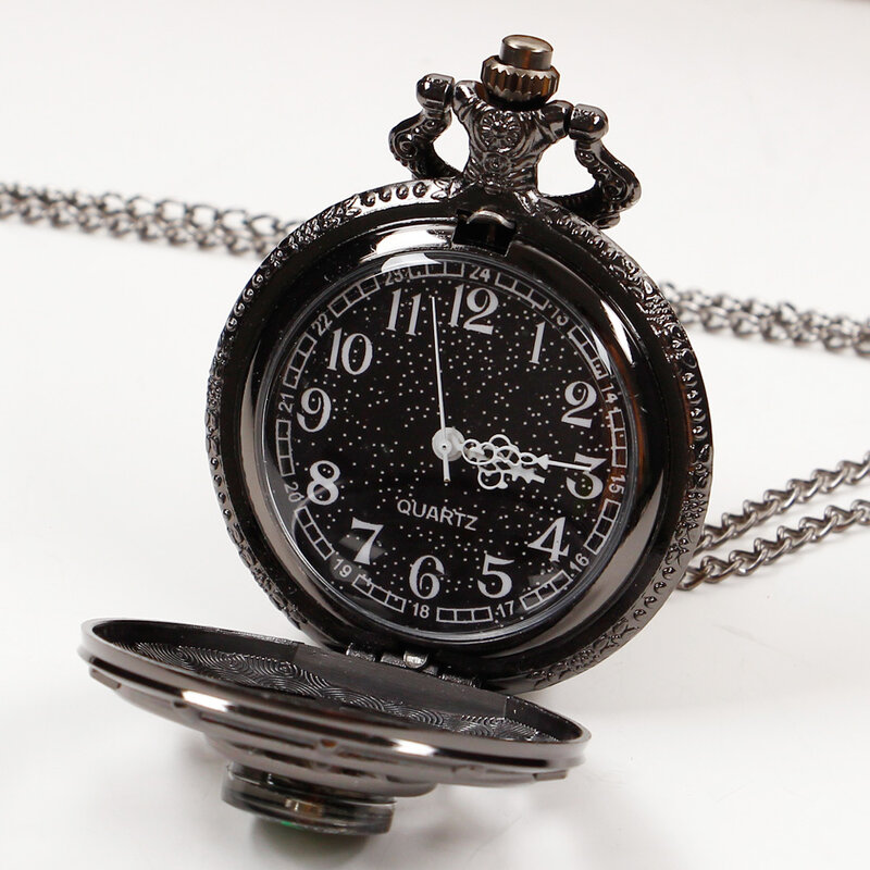 Z ozdobnym wzorem kwarcowy zegarek kieszonkowy kompas dla mężczyzn przyjaciół spersonalizowany naszyjnik z łańcuszkowymi prezentami