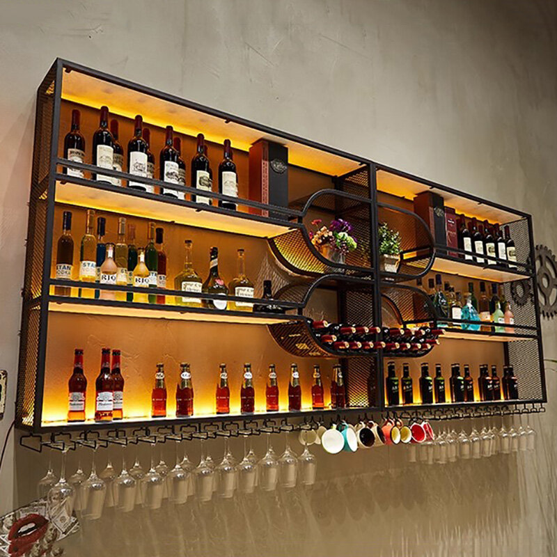Armoires de bar à whisky industrielles, vitrine moderne unique, armoires à vin de club, étagère murale, meubles de cuisine Botellero V37