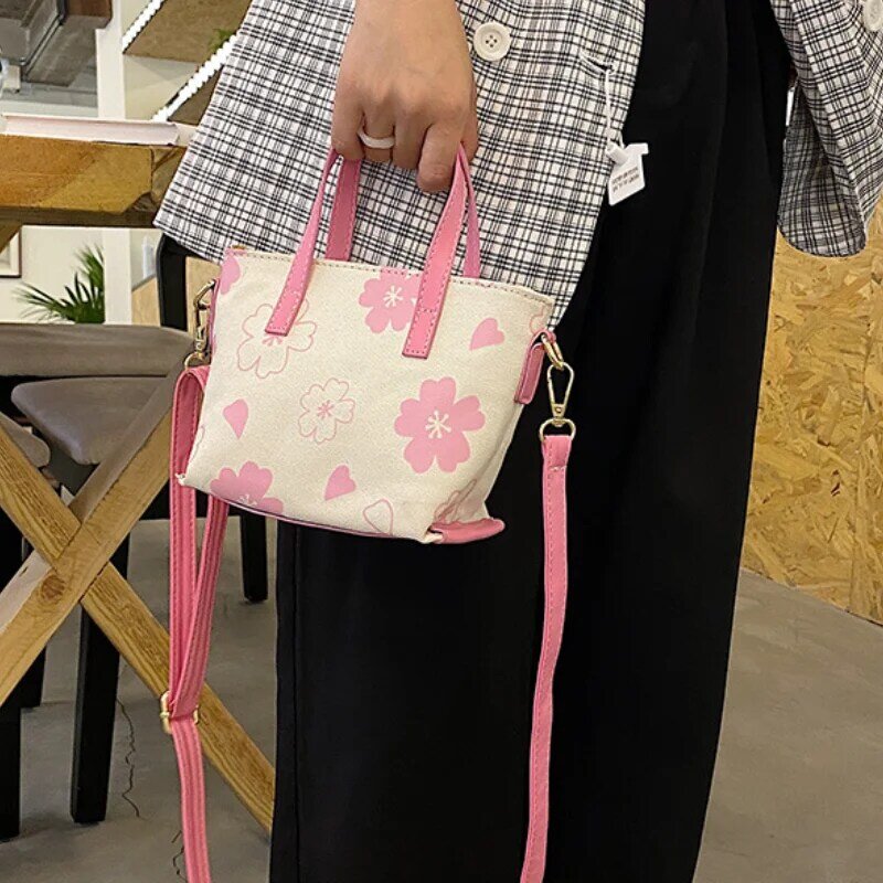 Bolso pequeño de lona para mujer, bolsa Diagonal de hombro, Mini portátil, a la moda, para teléfono móvil, verano, 2022