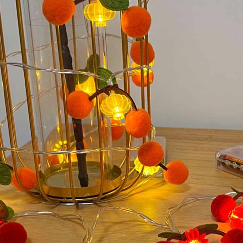 Linternas LED de colores para decoración de Ambiente de Festival de Año Nuevo, 2 metros, colgante de fruta roja, pequeñas linternas, cadena de luz