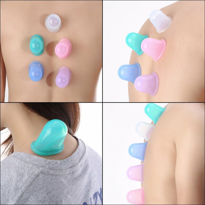 5 Colors Family Full Body Neck Back Massage Helper Sillicone Anti Cellulite Massager Vacuum Cans Cupping Cup Chinese Health Care
