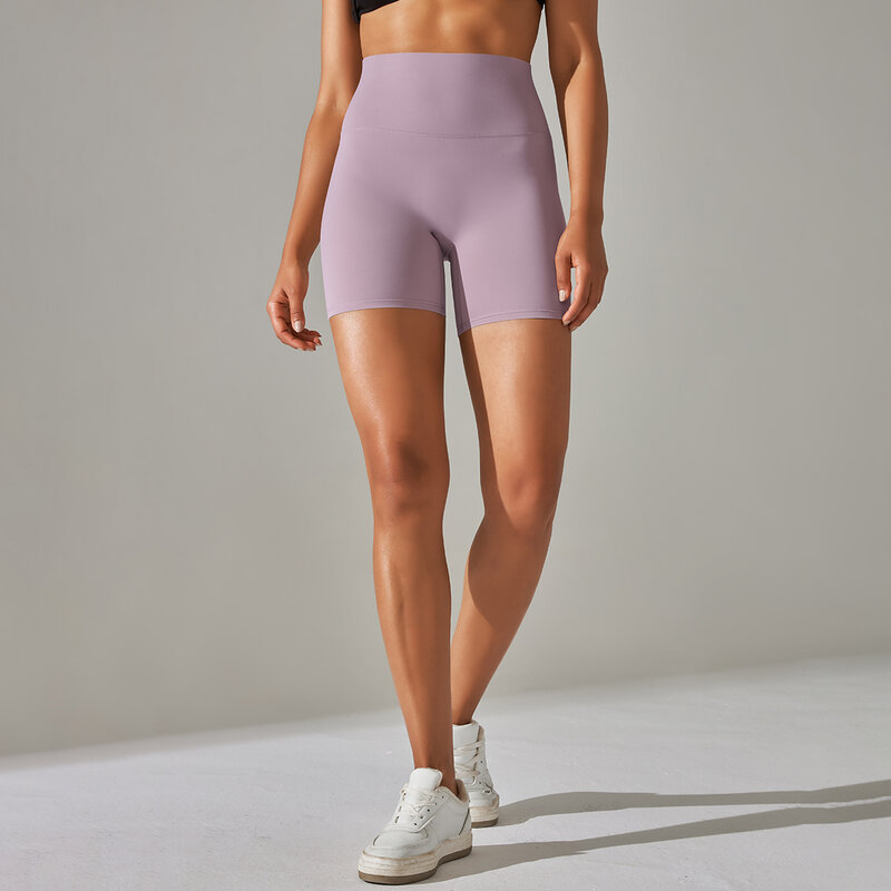 Celana pendek Legging Yoga wanita, celana pendek ketat olahraga bersepeda cepat kering tahan Squat pinggang tinggi Fitness