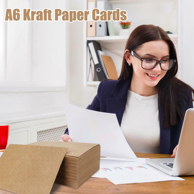 Cartões de visita imprimíveis em branco, papel Kraft resistente, papelão dobrado para impressora de cartão, A6 Brown Cartões, 100 folhas