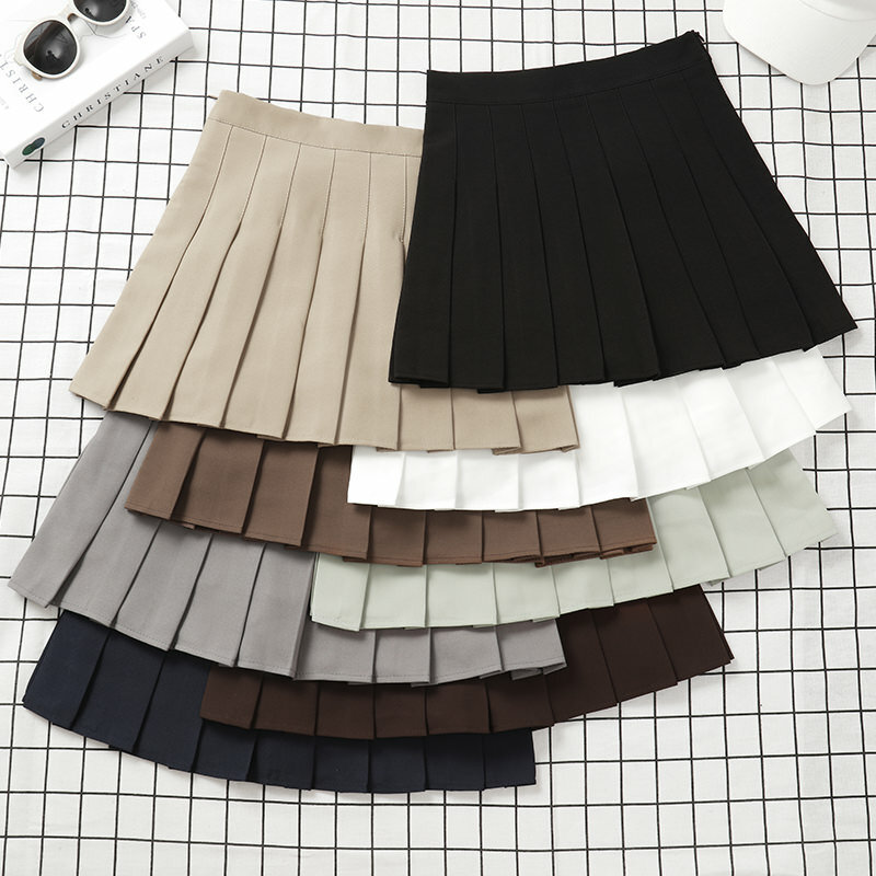Brown Skirt Ladies 2022 Summer Clothes Women's High Waist Harajuku Korean Style Black Mini Pleated Skirt For School Girl Uniform