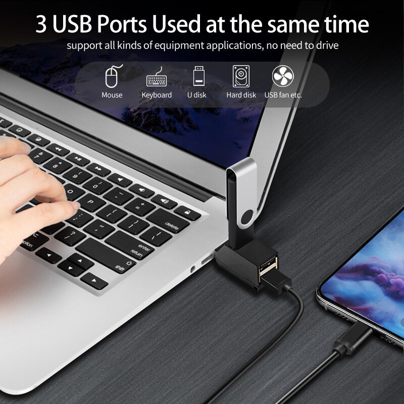 USB 3.0 HUB Adapter Extender Mini Splitter Box 3 porte Docking Station Splitter USB per trasferimento dati ad alta velocità per PC Laptop