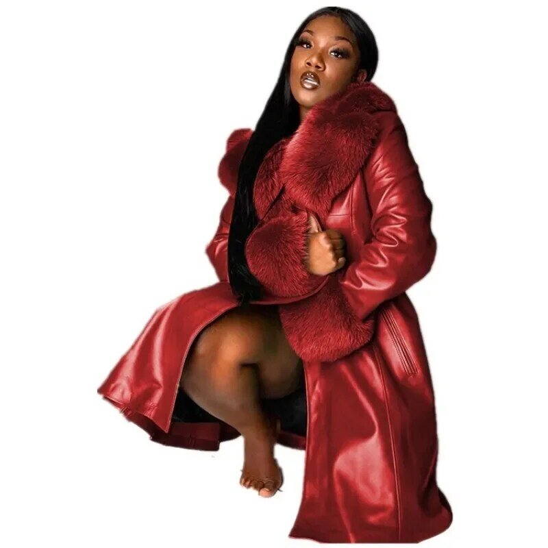 Chaqueta acolchada recortada de piel sintética para mujer, Parka de manga larga, abrigos de burbujas, abrigo cálido de invierno