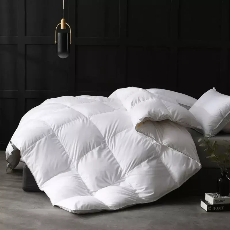 APSMILE King Size Heavyweight Goose Feathers Down Comforter for Winter Weather/Sleeper - Ultra-Soft 750 Fill-Power Hotel Collect