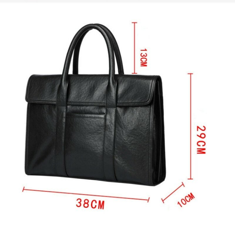 New Men's Genuine Leather Business Briefcase Large Capacity Computer Bag Cowhide Business Commuter/Travel Handbag Document Case