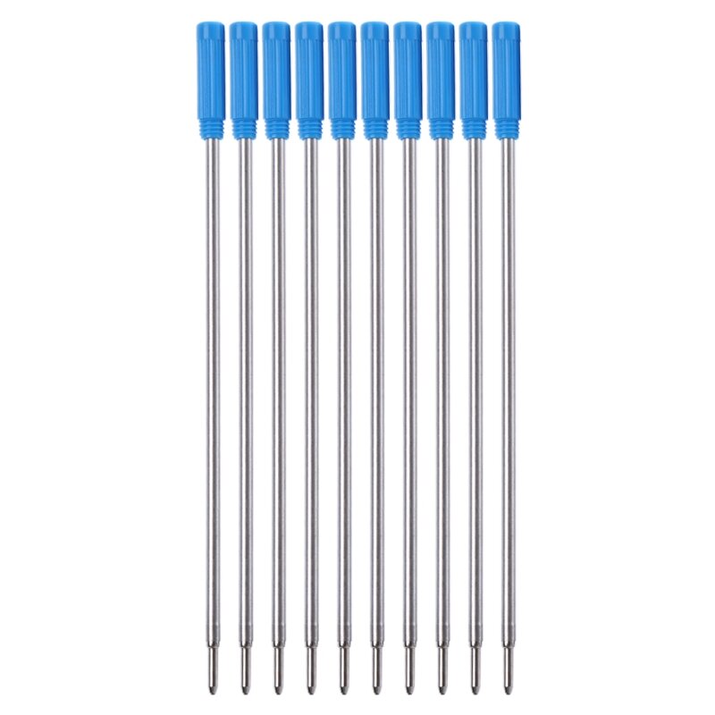 10 قطعة عبوات أقلام حبر جاف أسود/أزرق طول العبوة 4.5 بوصة 0.5 مللي متر نقطة متوسطة لمعظم قلم حبر جاف معدني للاستخدام المكتبي
