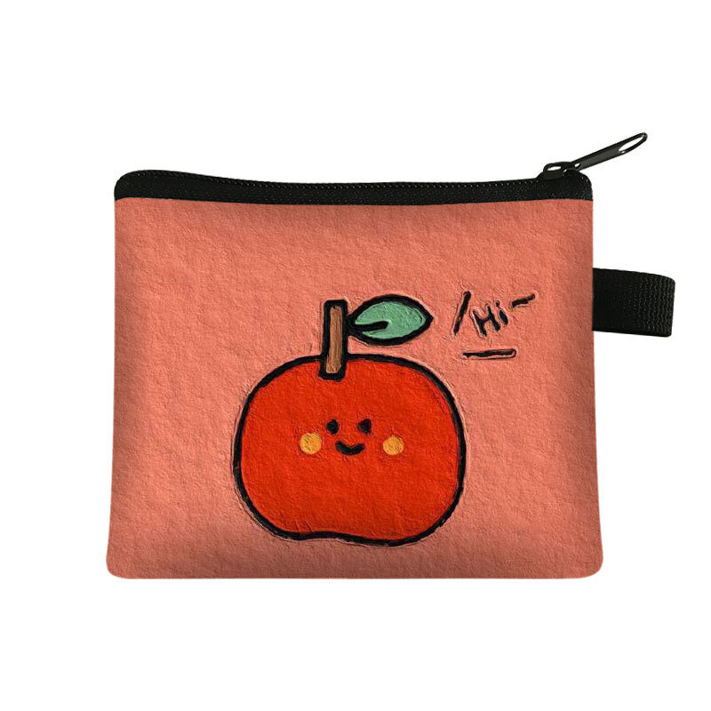 Cartoon Fruit Printed Children's Zero Wallet Student Portable Card Bag Coin Key Storage Bag Custom Drawing Coin Purse Mini Bag