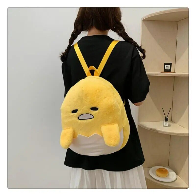 Cute Anime Sanrio Plush Bag Gudetama Series Cartoon Backpack Lazy Egg Shoulder Bag Kawaii Fashion Plush Dolls Gift