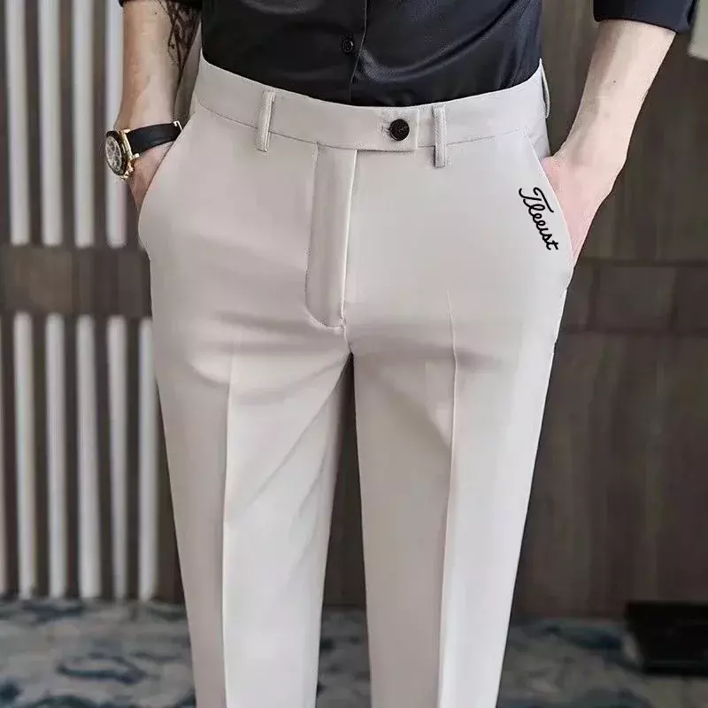 Fashion new golf pants men's casual suit pants casual breathable straight pants men's business casual pants