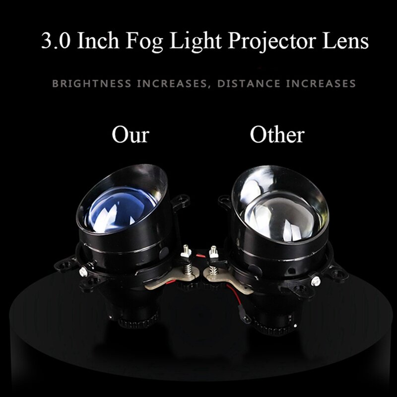 Lampu kabut lensa proyektor, lampu kabut 2X 3.0 inci 12000LM bi-xenon untuk Toyota Corolla Yaris Avensis Camry RAV4 Lexus H11
