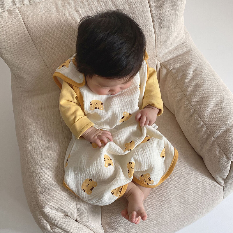 Baby Sleeping Bag Sleeveless Vest Newborn Child Anti-kick Quilt Four Seasons Double-layer Cotton Yarn