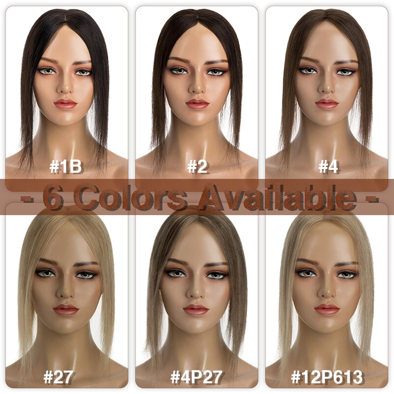 S-Noilite-Toppers de cabelo humano para mulheres, cabelo natural, nó único, extensões de clipe, feitos à mão, parte central, Mono, 8x10cm