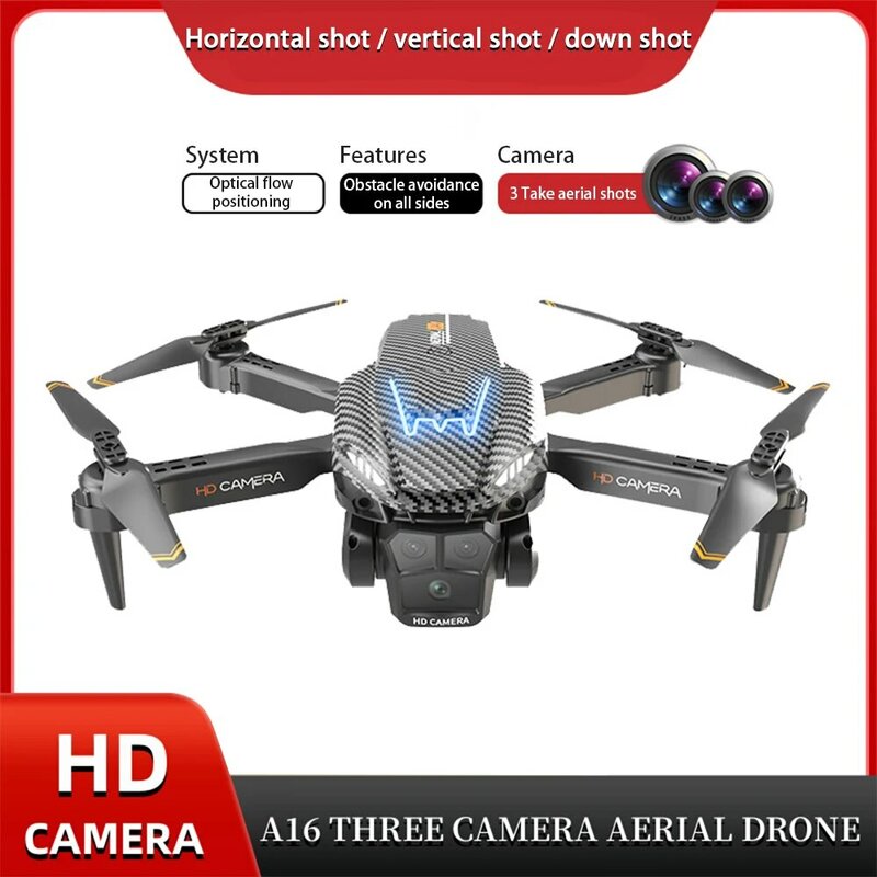 A16 Max Drone flusso ottico tre telecamere in fibra di carbonio UAV quattro assi aereo evitamento ostacoli e telecomando giocattolo aereo