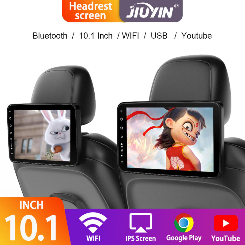 JIUYIN Monitor zagłówka samochodowego Ekrany tabletu Bezprzewodowy CarPlay Android Auto Tylne siedzenie Odtwarzacz TV FM Bluetooth HD Touch 4G Wifi