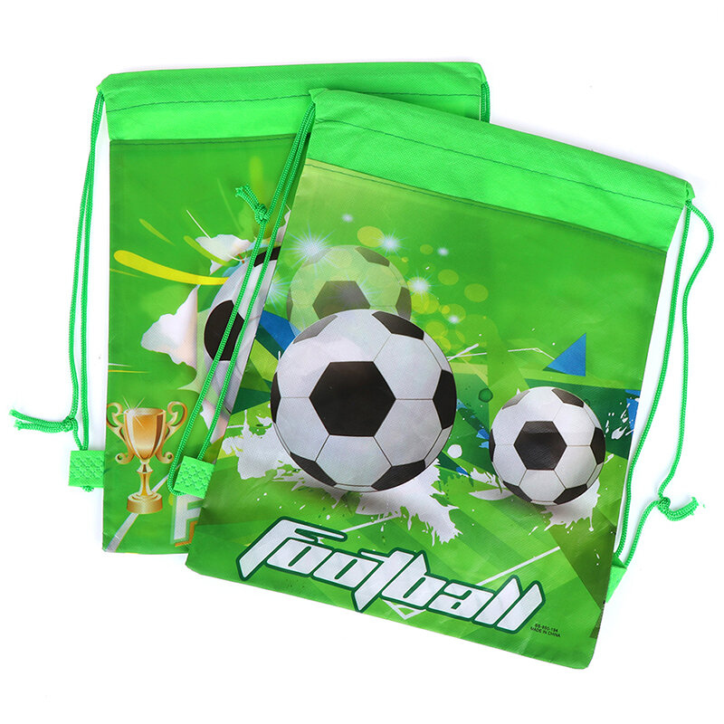 Football non-woven drawstring bag backpack kids travel school decor gift bags