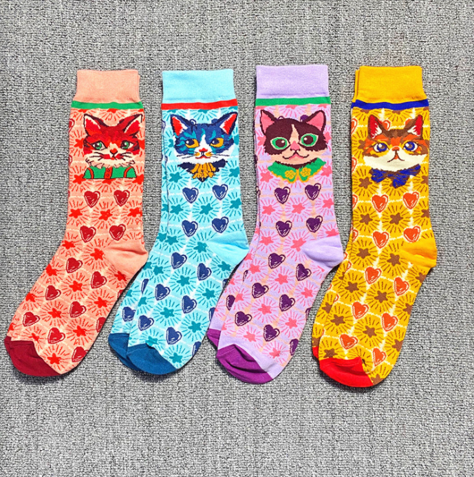 Модные цветные женские носки с принтом в западном стиле с грибами, весенние женские носки, хлопковые носки, женские носки 010202