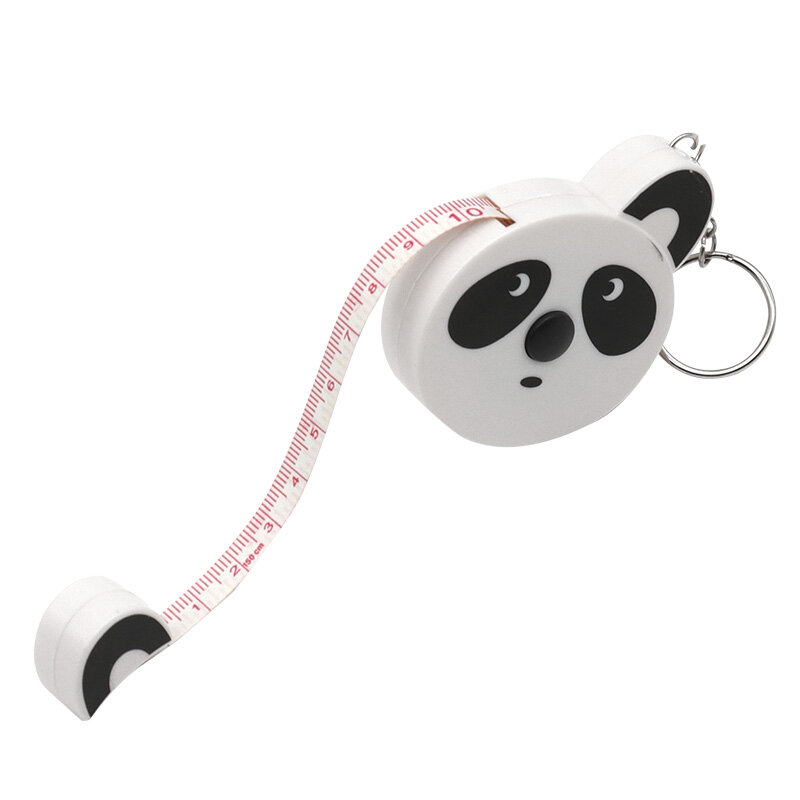 Cartoon Meetlint 0-150Cm 0-60 Inch Mini Draagbare Schattige Dieren Vorm Sleutelhanger Automatische Meetlint Panda Kikker Piggy Tijger