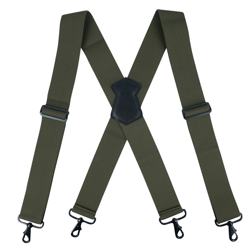 MELOTOUGH Men's Braces with 4 Hook-Clips for Trousers Vintage Suspenders Braces for Men Heavy Duty Adjustable Elastic X Shape