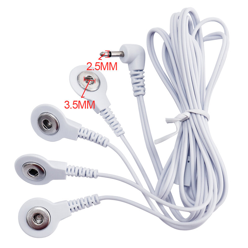 2/4 Way 3.5mm Button Tens Acupuncture Massager Electrical Nerve Muscle Stimulator Electrode Cable Line Wire for Electrode Pads