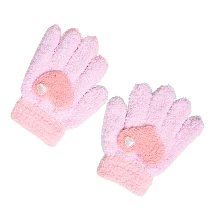 Gants d'hiver pratiques tendance, gants chauds tricotés à cœur pour enfants