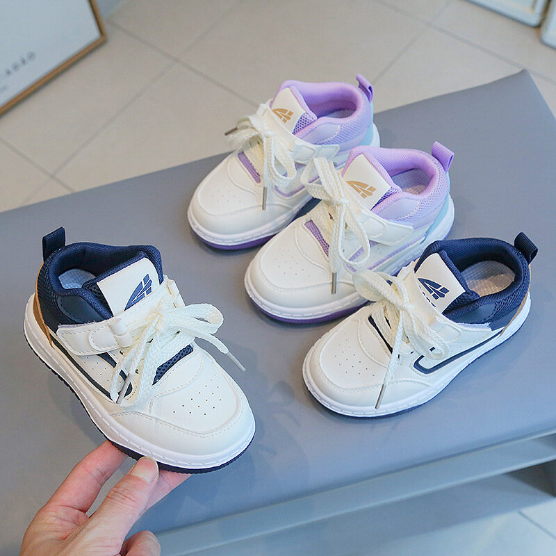 Children's White Shoes 2024 Spring and Autumn New Boys' Sneakers High Top Girls' Casual Shoes Soft-Soled Baby Shoes