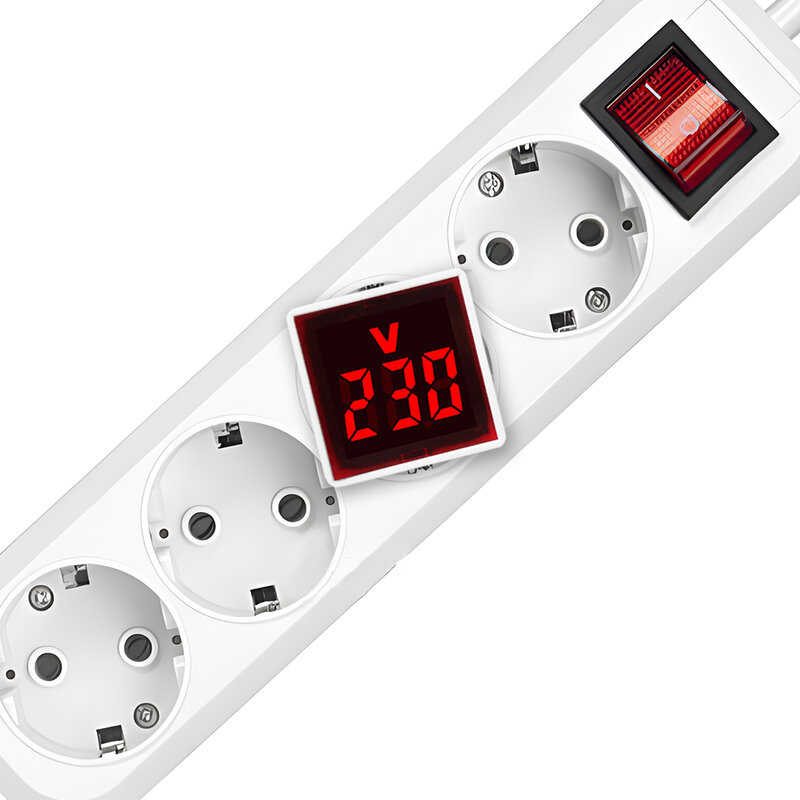 فولتميتر محمول مع شاشة رقمية ليد ، شاشة قياس الجهد ، سدادة الاتحاد الأوروبي ، مربع ، تيار متردد