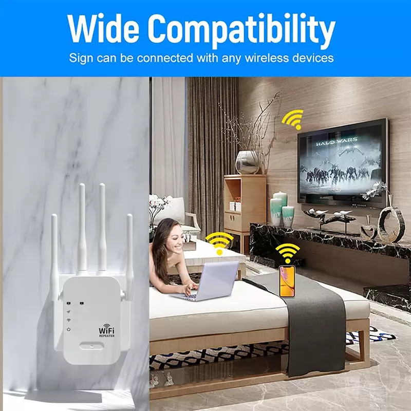 Repetidor WiFi de 1200Mbps, extensor inalámbrico, amplificador de red de doble banda 5G 2,4G, señal de largo alcance, enrutador WiFi para el hogar