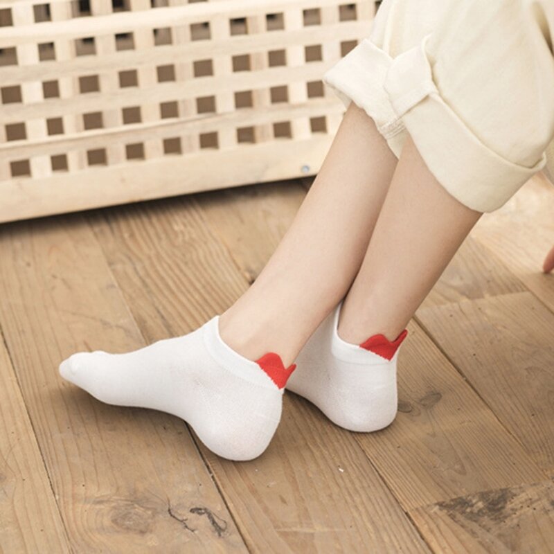 ถุงเท้าหัวใจ Low-Cut ถุงเท้าสั้นถุงเท้าผู้หญิง JK ถุงเท้าสาวถุงเท้าผู้หญิงนักเรียนถุงเท้า JK ถุงน่องข้อเท้าถุงเท้าถุงเท้าสีขาว