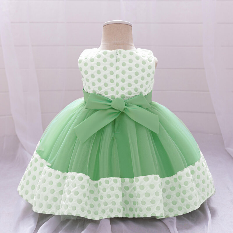 Polka Dots Baby Girl Summer Dress Flower Elegant Toddler Kids Birthday Party Dresses For Girls Baby Wedding Evening Vestidos