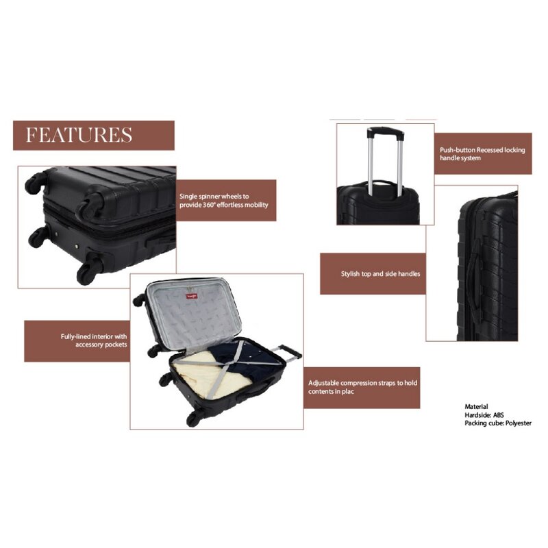 Набор чемоданов из 2 кубических сумок, 3 расширяемых чемоданов на колесиках, 5 шт., набор чемоданов Elysian и аксессуаров, красный