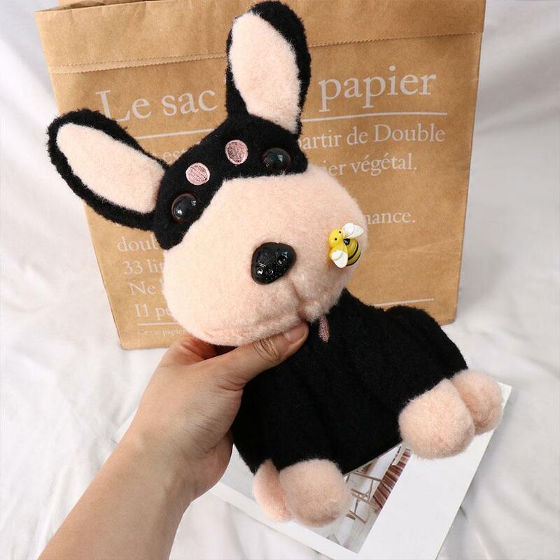 25cm Electric Bee Puppy Black Dog Stung by Bees Dog Plush Toy Singing and Recording Calling Circle Bee Dog