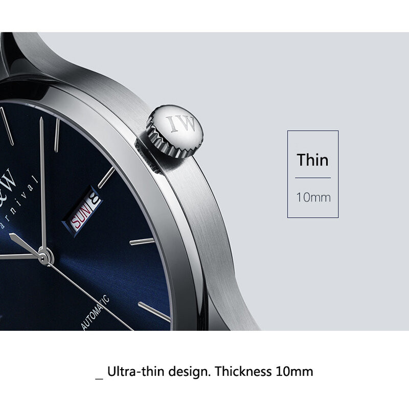 Miyota-カレンダー付きメンズ自動機械式時計、ステンレス鋼腕時計、男性用時計、新しいiw