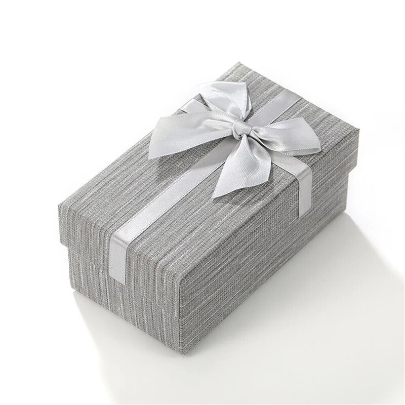 Простая Стандартная бумажная коробка с бантом, украшение для праздничного подарка, упаковка для витрин, серег, колец, органайзер для ювелирных изделий, картон