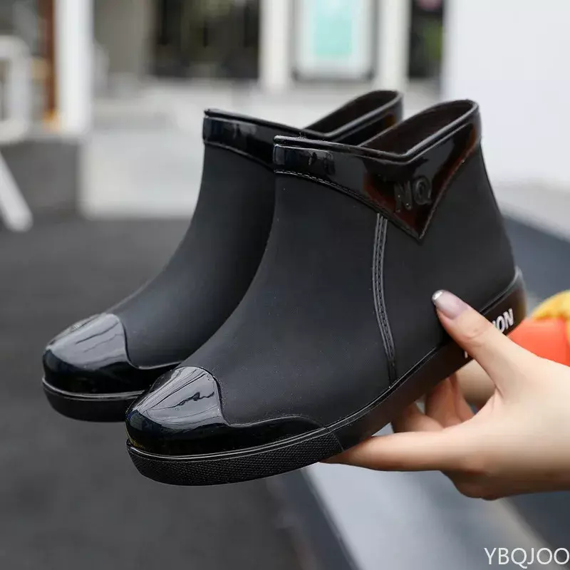 Botas de chuva impermeáveis antiderrapantes para mulheres, botas de tubo, sapatos de trabalho