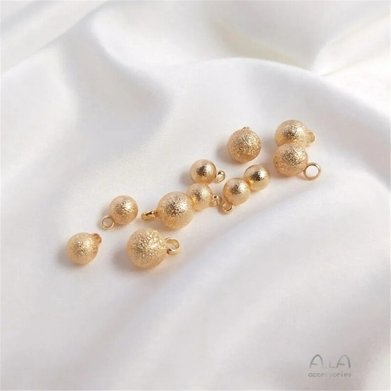 Sabbia scintillante in oro 14 carati piccole perline appese ciondolo con perline rotonde smerigliate bracciale fai da te collana con ciondolo accessori per orecchini