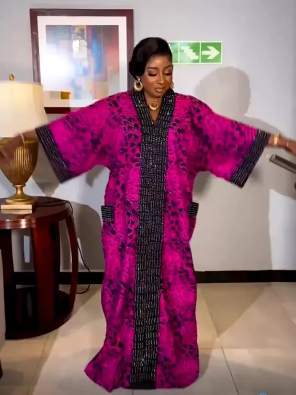 Gaun Maxi panjang wanita, gaun peri Afrika tradisional musim panas musim gugur ukuran besar