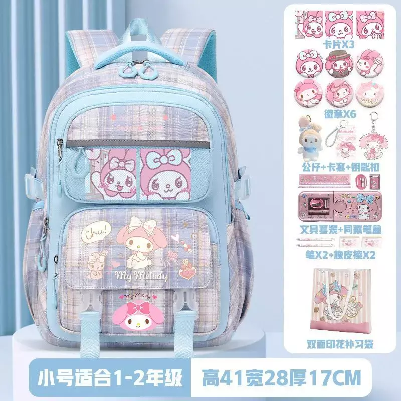Детский школьный ранец Sanrio, вместительный рюкзак для учеников с мультипликационным рисунком мелодии для защиты позвоночника и снижения нагрузки
