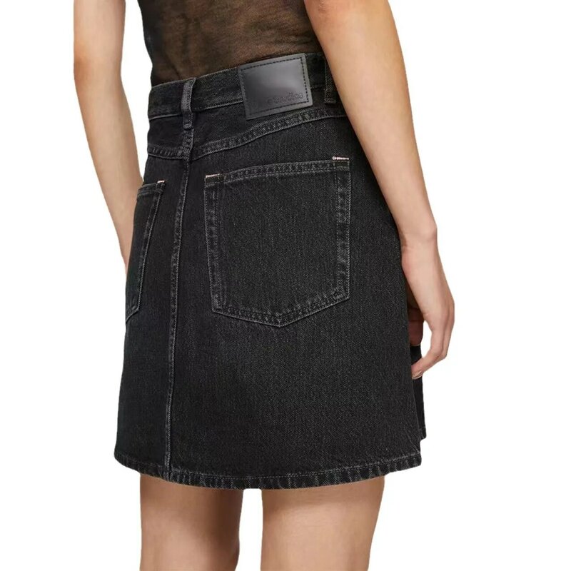 Женская джинсовая юбка трапециевидной формы, короткая юбка с высокой талией и эффектом потертости, весна-лето 2024