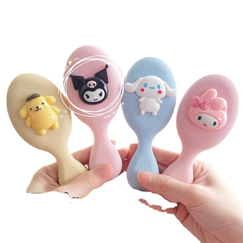 Sanrio – peigne à pompon Portable Kawaii, Hello Kitty, ma mélodie, Kuromi, outil de maquillage pour filles
