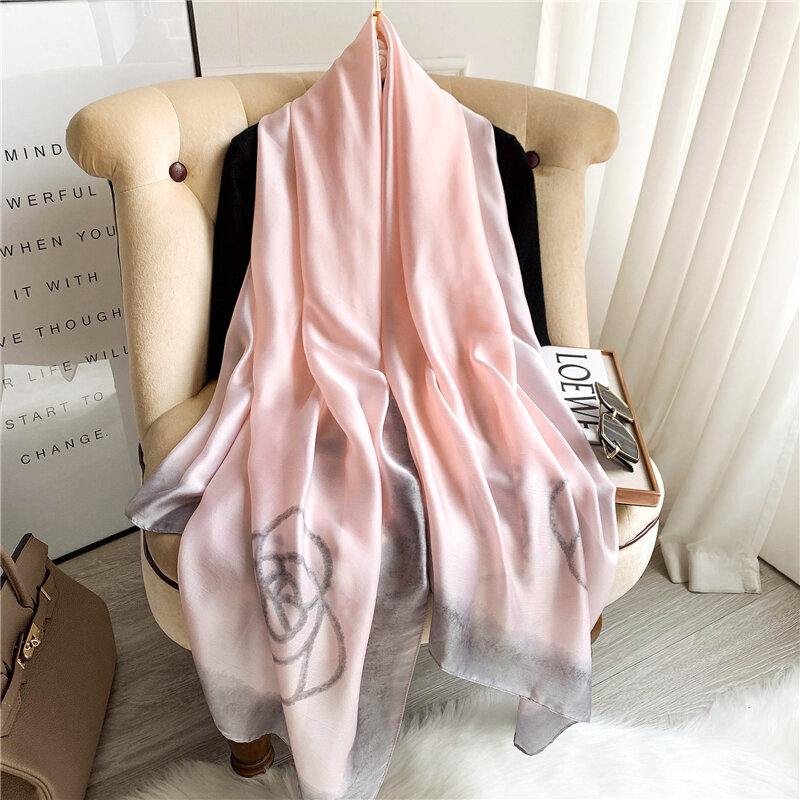 Foulard en soie imprimé pour femmes, châle de printemps, bandana de plage, bandeau pour le cou, foulard, silencieux, nouvelle collection 2022