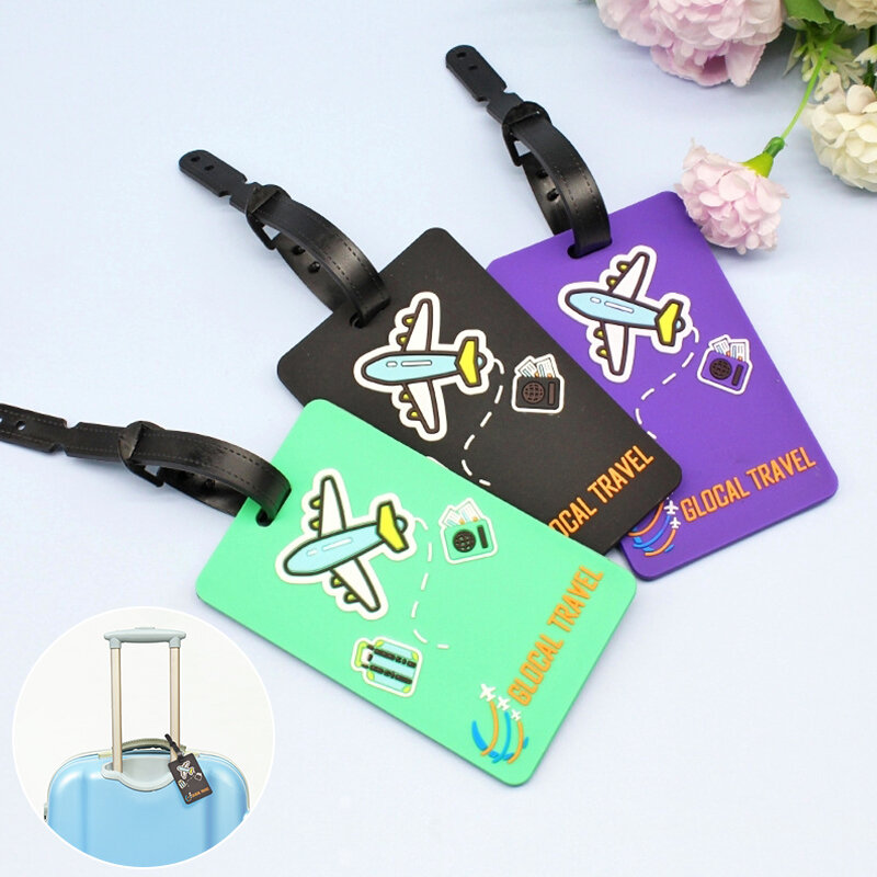 PVC Soft Glue Cartoon Luggage Tag Student Name Labels Suitcase ID Address Holder Boarding Pass Labels Pendant Travel Accessory